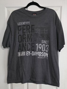 Ring Of Fire Harley-Davidson Men's Charcoal Gray Graphic Tee